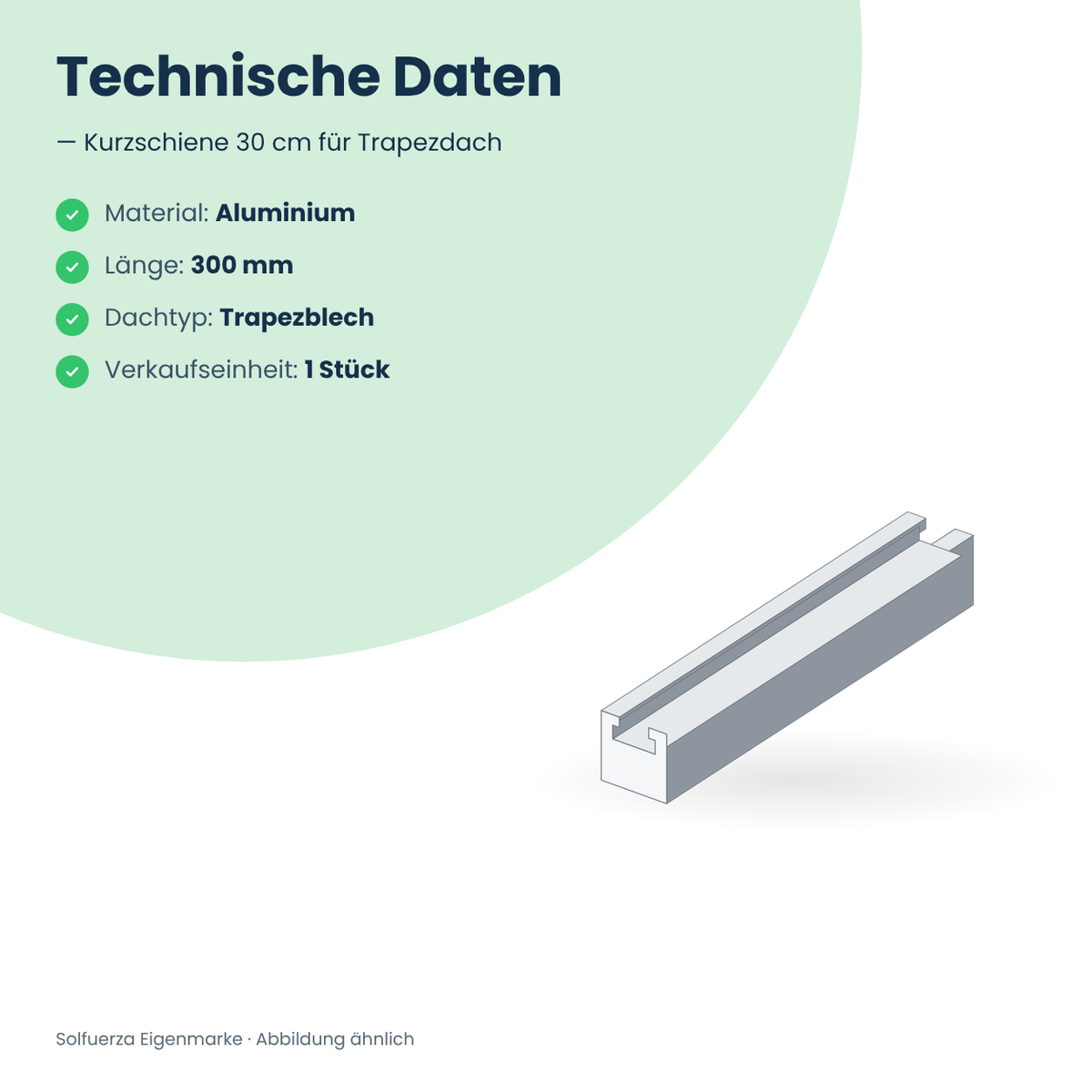 Solfuerza Kurzschiene 30 cm für Trapezdach
