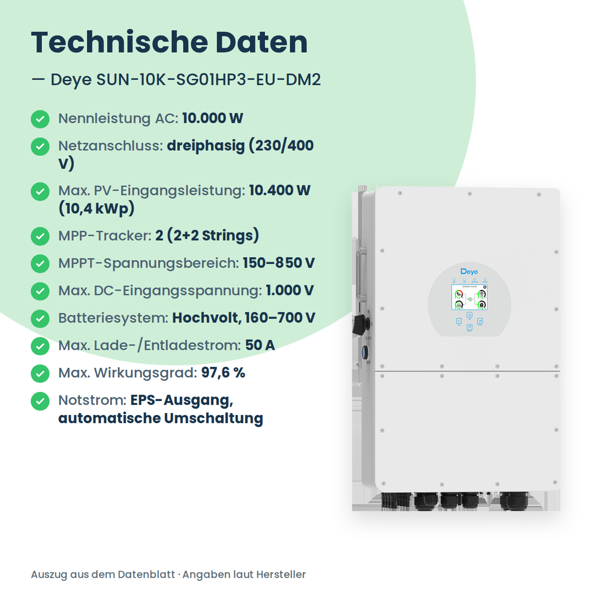 Deye SUN-10K-SG01HP3-EU-DM2 – falownik hybrydowy 10 kW trójfazowy do magazynów wysokonapięciowych