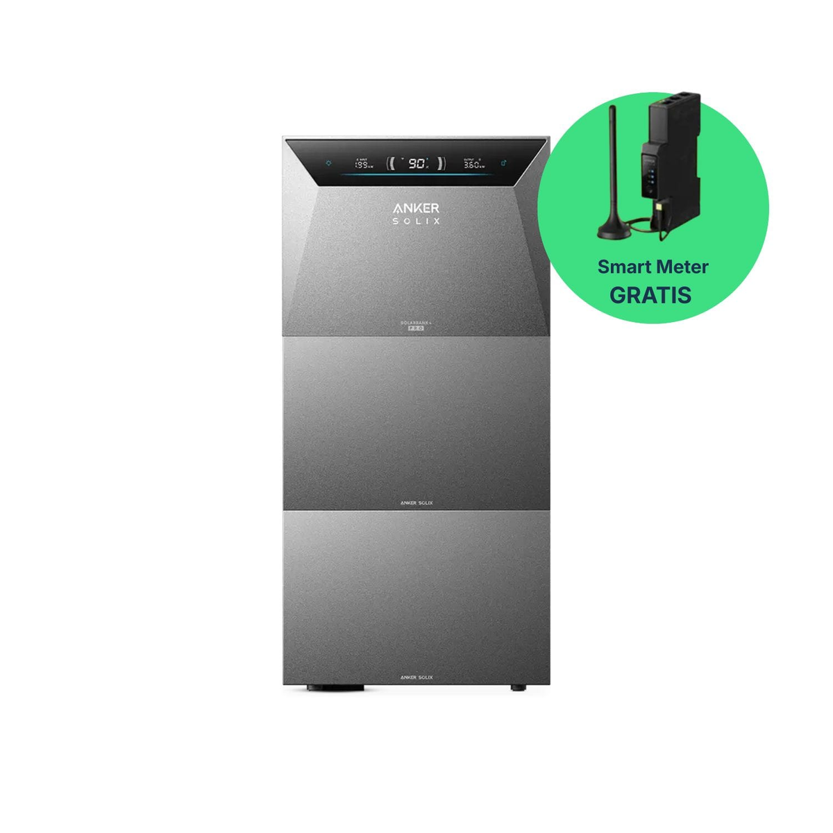 Anker SOLIX Solarbank 4 Pro mit einem aufgestapelten Erweiterungsakku