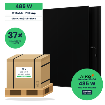 AIKO Neostar 3S+54 485 W Glas-Glas Solarmodul in Full-Black-Optik – Palette mit 37 Stück