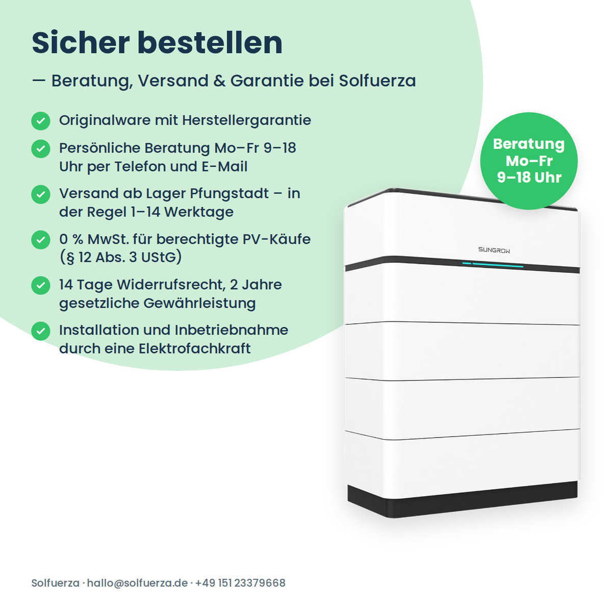 Wysokonapięciowy magazyn energii Sungrow SBH100 10,0 kWh