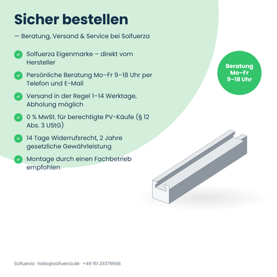 Solfuerza Kurzschiene 30 cm für Trapezdach