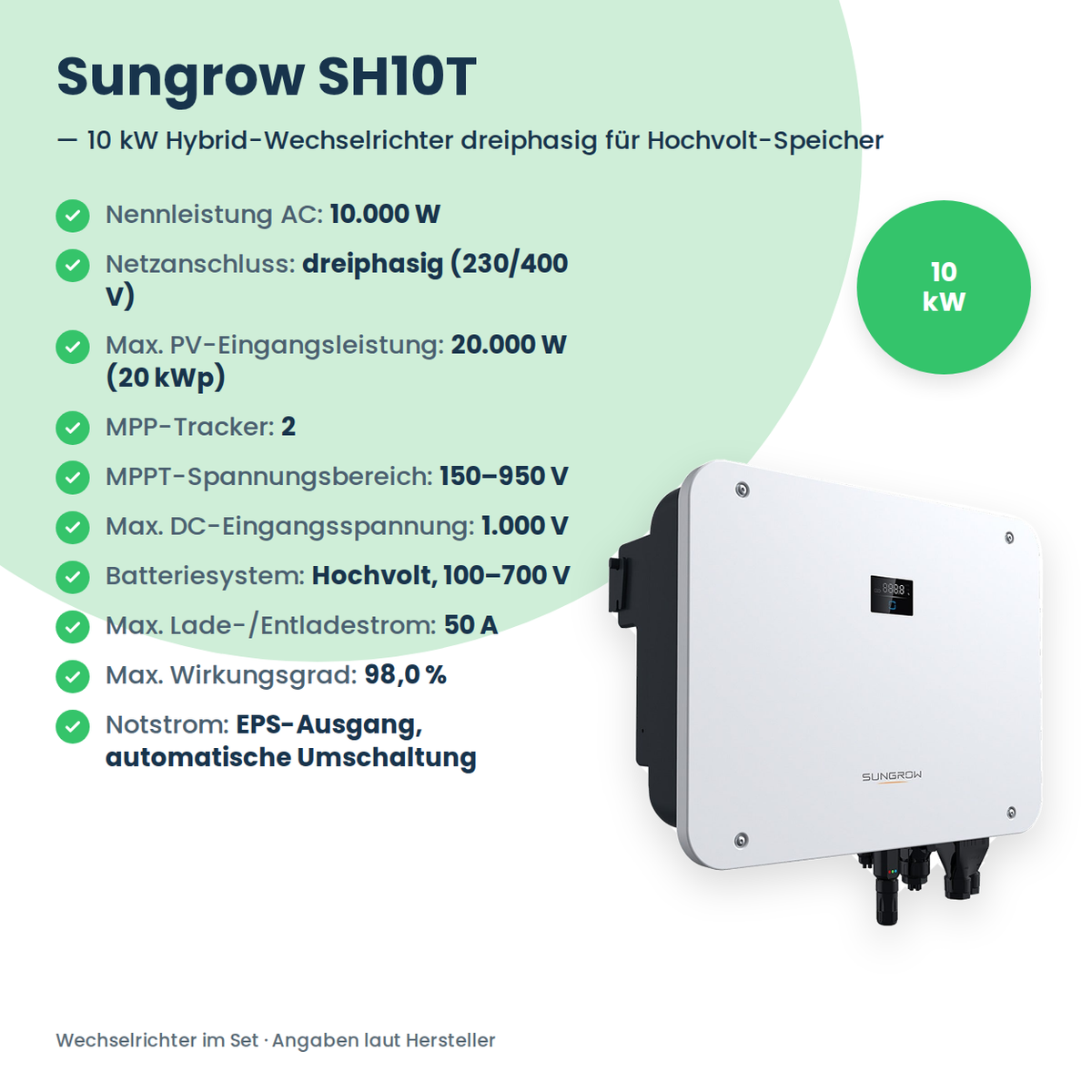 Zestaw PV 10 kWp 3-fazowy | 15× AIKO STELLAR 670W + Sungrow SH10T + Sungrow SBR096