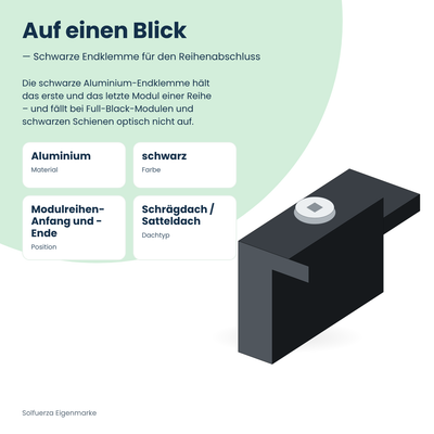 Solfuerza Alu-Endklemme schwarz für Solarmodule