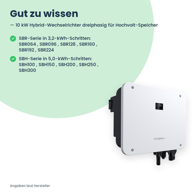 Sungrow SH10T – trójfazowy falownik hybrydowy 10 kW do wysokonapięciowych magazynów energii
