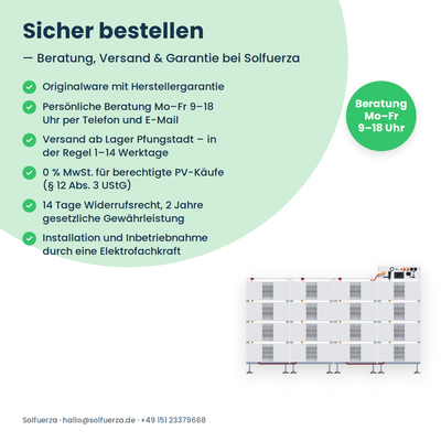 Deye BOS-B PDU-2 A Pro – Hinweise zu Beratung, Versand und Garantie beim Kauf bei Solfuerza