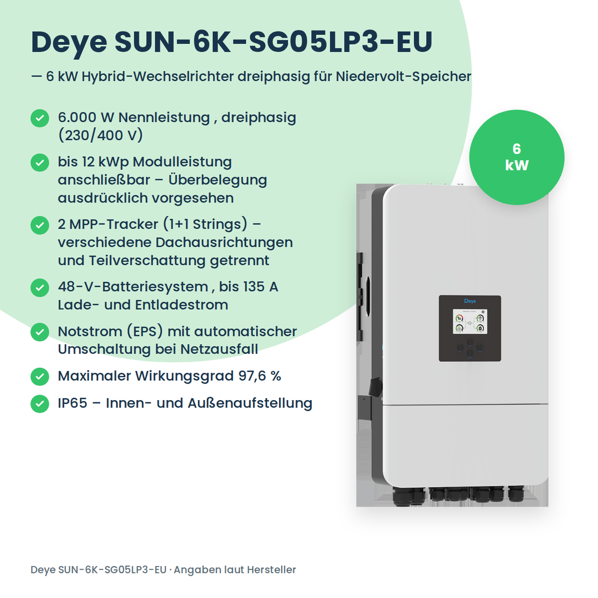 Deye SUN-6K-SG05LP3-EU – falownik hybrydowy 6 kW trójfazowy do magazynów niskonapięciowych