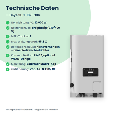 Deye SUN-10K-G06 – falownik stringowy 10 kW trójfazowy z 2 trackerami MPP
