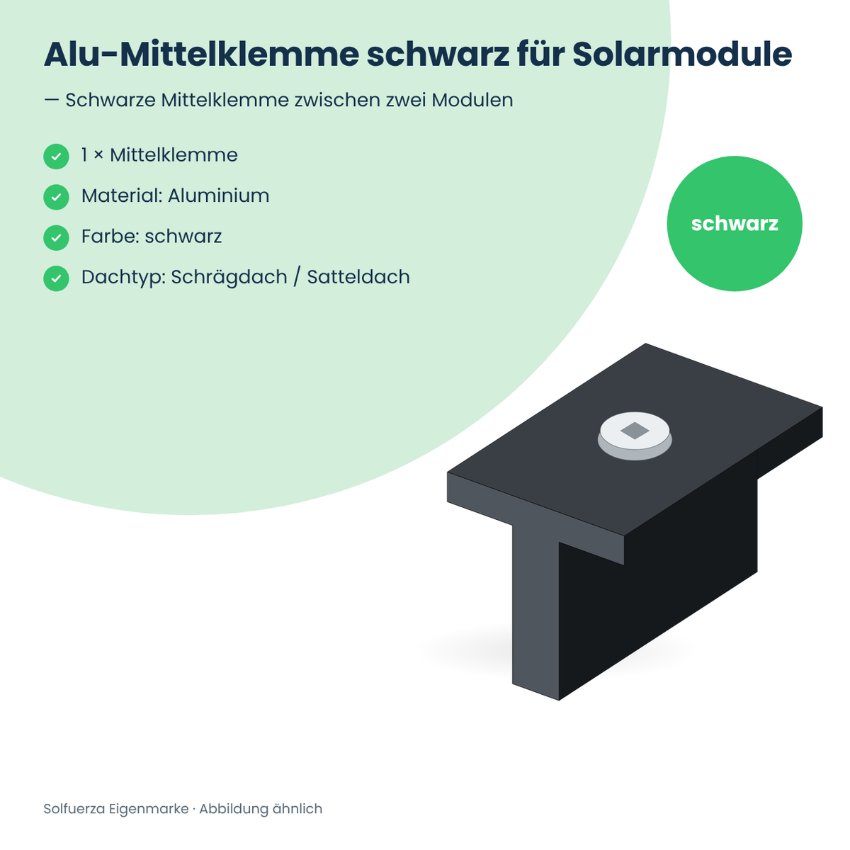 Solfuerza Alu-Mittelklemme schwarz für Solarmodule